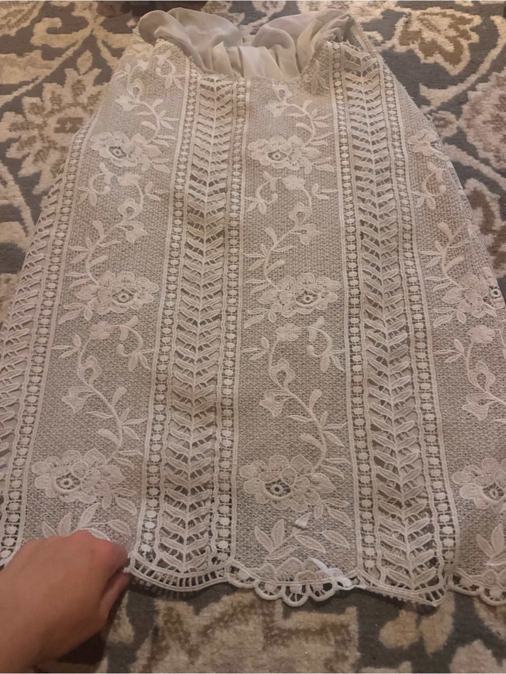 Light Gray Lace Floral Tunic Tank Top lined
